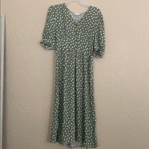 Green Polka Dot Midi Dress